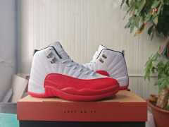 [plus-size shoes] Air Jordαn 12  Retro White Varsity Red Stingray Toe Pebbled Leather Shock Absorbing High Top Basketball Shoes 29284155