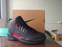 [plus-size shoes] Air Jordαn 12 Retro Bred Black Red Pebbled Leather Shock Absorbing High Top Basketball Shoes 29284147