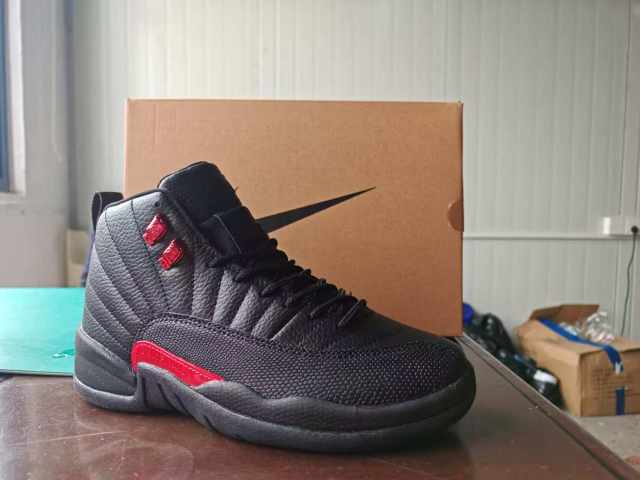 [plus-size shoes] Air Jordαn 12 Retro Bred Black Red Pebbled Leather Shock Absorbing High Top Basketball Shoes 29284147