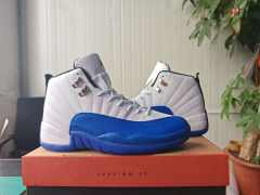 [plus-size shoes] Air Jordαn 12 Retro White Royal Blue Stingray Leather Shock Absorbing High Top Basketball Shoes 29284158