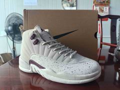 [plus-size shoes] Air Jordαn 12 Retro Off White Burgundy Speckled Print Leather Shock Absorbing High Top Basketball Shoes 29284102