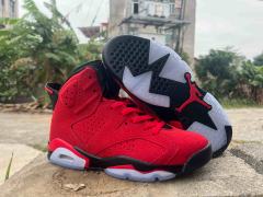 [plus-size shoes] Air Jordαn 6's Toro Bravo Air Cushion Shock Absorbing Full Red Black Trim High Top Basketball Sneakers 29322842