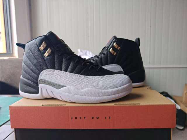 [plus-size shoes] Air Jordαn 12  Retro Playoffs Black White Pebbled Leather Metal Lace Buckle Shock Absorbing High Top Basketball Shoes 29284076