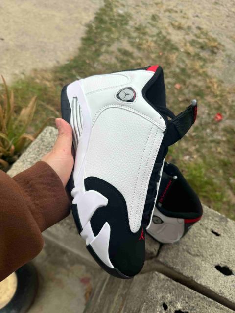 [plus-size shoes] Air Jordαn 14 Black Toe Retro White Black Red Mixed Material Leather Cushioned Vintage Basketball Shoes 29323041