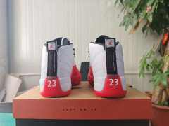 [plus-size shoes] Air Jordαn 12  Retro White Varsity Red Stingray Toe Pebbled Leather Shock Absorbing High Top Basketball Shoes 29284155