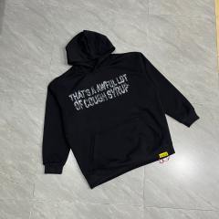 Worn Out White Slogan Print Back Vertical Smoke Distorted Letter Dual Side All Over Print Fleece Hoodie 29355897