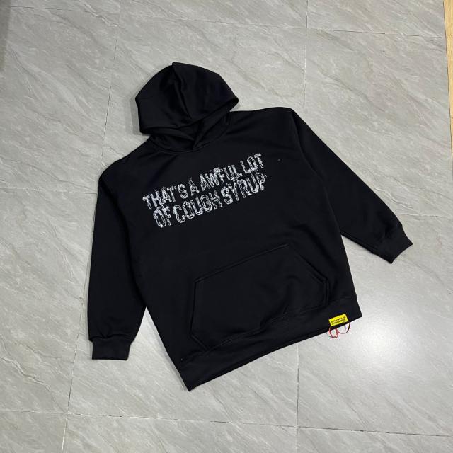 Worn Out White Slogan Print Back Vertical Smoke Distorted Letter Dual Side All Over Print Fleece Hoodie 29355897