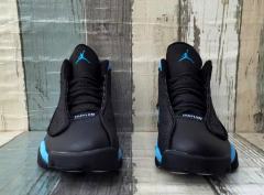 [plus-size shoes] Air @j13  Black UNC  Men's Black and Blue Mid-Top Vintage Basketball Shoes 29324228