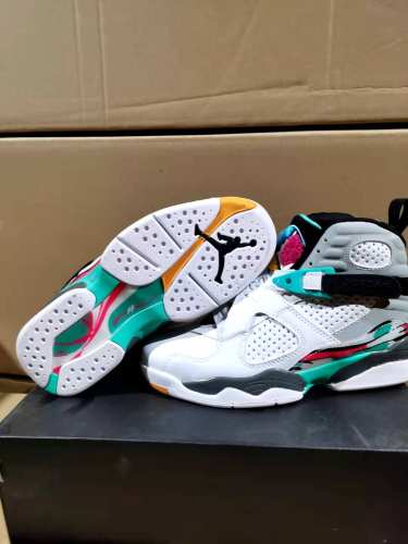 [plus-size shoes] Air Jordαn 8  Retro South Beach White Grey Teal Pink Buckle Strap Shock Absorbing Anti Slip High Top Basketball Shoes 2 colors 29247304