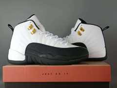 [plus-size shoes] Air Jordαn 12 White Black Gold Stingray Leather Shock Absorbing High Top Basketball Shoes 29284160