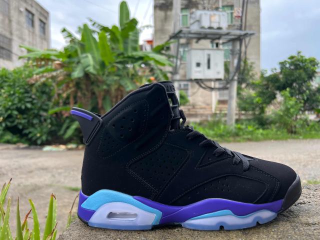 [plus-size shoes] Air Jordαn 6's Aqua Retro Black Purple Light Blue High Top Basketball Sneakers 29322789