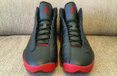 [plus-size shoes] Air @j13 Men's Retro Dirty Bred Black Red High Top Cushioned Support Basketball Sneakers 29284018