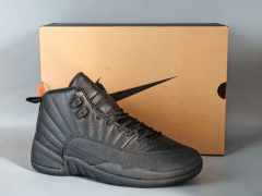 [plus-size shoes] Air Jordαn 12 Retro Triple Black Genuine Leather Shock Absorbing High Top Basketball Shoes 29284085