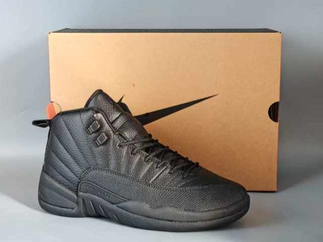 [plus-size shoes] Air Jordαn 12 Retro Triple Black Genuine Leather Shock Absorbing High Top Basketball Shoes 29284085