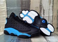 [plus-size shoes] Air @j13  Black UNC  Men's Black and Blue Mid-Top Vintage Basketball Shoes 29324228