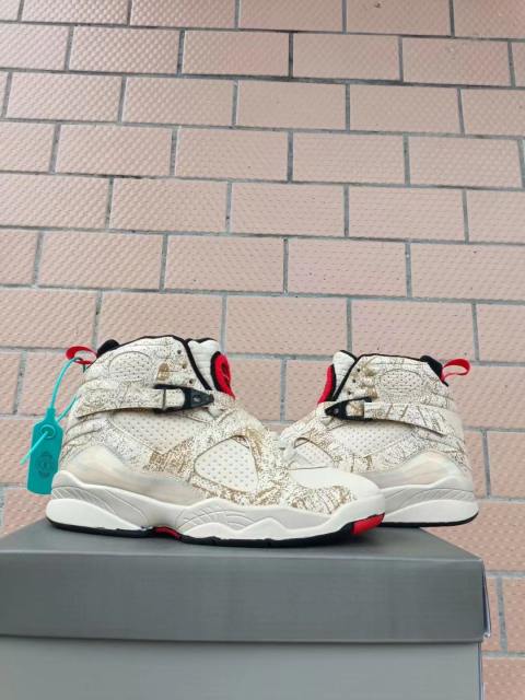 [plus-size shoes] Air Jordαn 8 Off White Splash Print Mesh & Leather Buckle Strap High Top Basketball Shoes 29247350