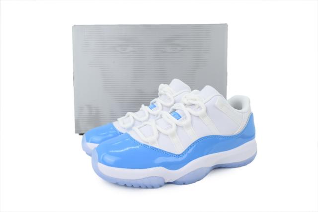[plus-size shoes]Jordαn 11 Low-top North Carolina Blue Real Carbon Full-Grain Leather Basketball Sneakers 29030381