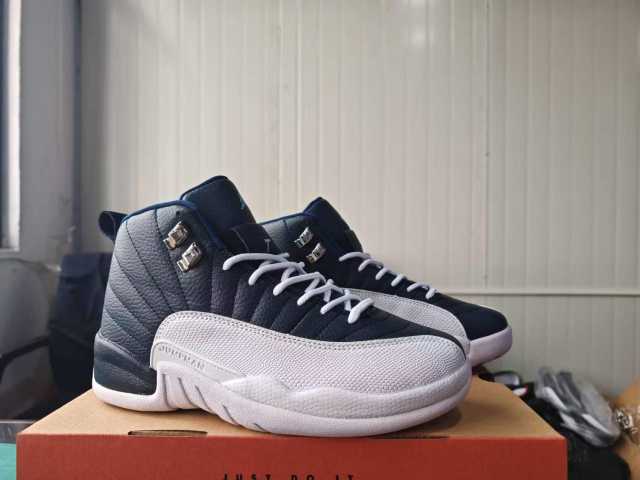 [plus-size shoes] Air Jordαn 12 Retro Navy Obsidian White Genuine Leather Shock Absorbing High Top Basketball Shoes 29284089