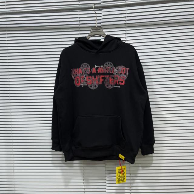 Red Rust Mechanic Gear Overlay Text Slogan Back Vertical Stacked Metal Bolt Letter Print Fleece Hoodie 29355902