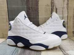 [plus-size shoes] Air @j13  Midnight Navy  White Unisex White & Navy Mid-Top Vintage Basketball Shoes 29323975
