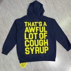 Bright Yellow Bold Block Letter Slogan Back Vertical Stacked Oversized Yellow Text Print Fleece Hoodie 29355901