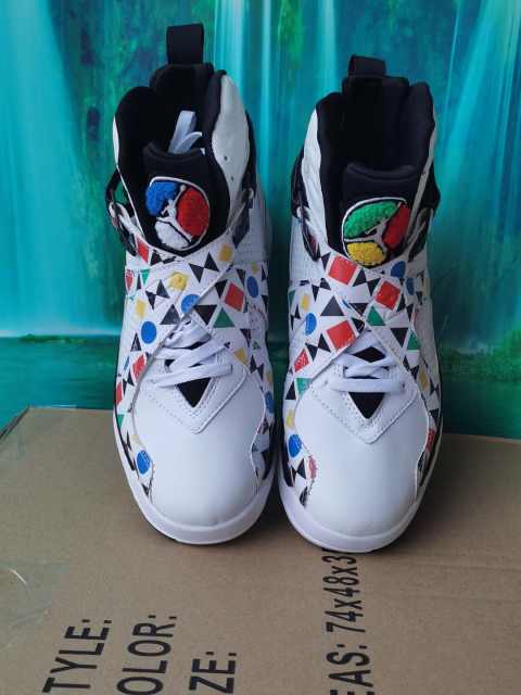 [plus-size shoes] Air Jordαn 8 Quai 54 Multicolor Triangle Graphic Unisex Mesh Leather High Top Basketball Shoes 2 colors 29247312