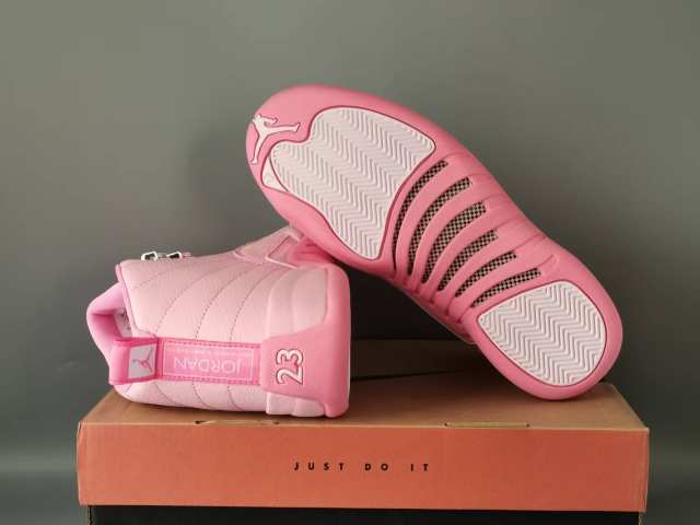 [plus-size shoes] Air Jordαn 12 Retro Monotone Full Pink Pebbled Leather Shock Absorbing High Top Basketball Shoes 29284152