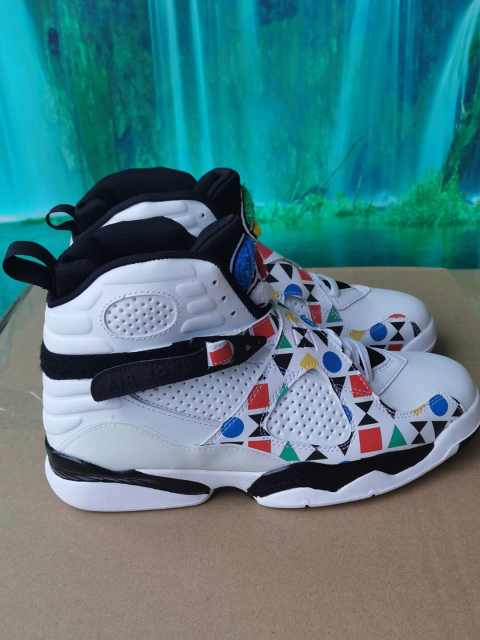 [plus-size shoes] Air Jordαn 8 Quai 54 Multicolor Triangle Graphic Unisex Mesh Leather High Top Basketball Shoes 2 colors 29247312