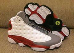 [plus-size shoes] Air @j13 Grey Toe White Red High Top Slip Resistant Shock Absorbing Basketball Sneakers 29284020