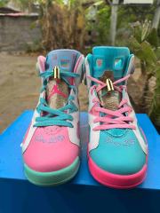 [plus-size shoes] Air Jordαn 6's Doernbecher Air Cushion Detachable Patch Pink White Mint Green High Top Basketball Sneakers 29322778