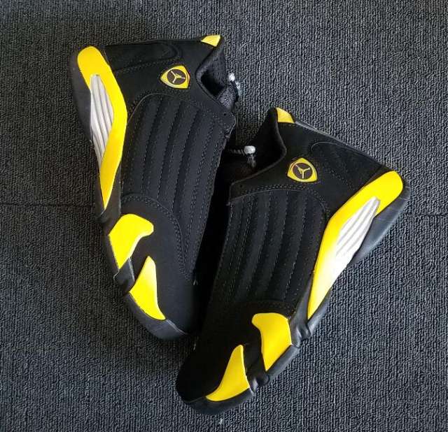 [plus-size shoes] Air Jordαn 14 Thunder Retro Black Yellow Full Grain Leather Shock Absorbing Basketball Sneakers 29323925