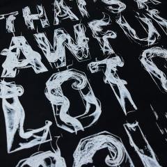 Worn Out White Slogan Print Back Vertical Smoke Distorted Letter Dual Side All Over Print Fleece Hoodie 29355897