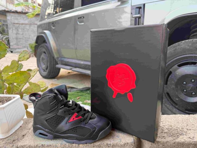 [plus-size shoes] Air Jordαn 6's BIN 23 Black Red Transparent Outsole High Top Basketball 29322797