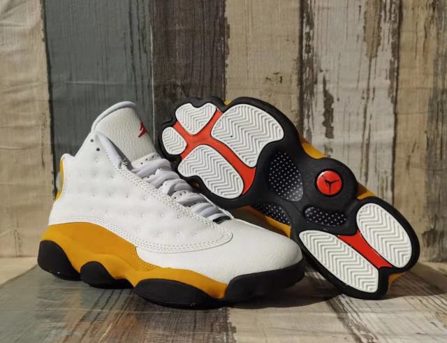 [plus-size shoes] Air @j13 Del Sol Retro OG Classic White Yellow Black Colorway 3D Leopard Eye Logo Shock Absorbing Basketball Shoes 29323929