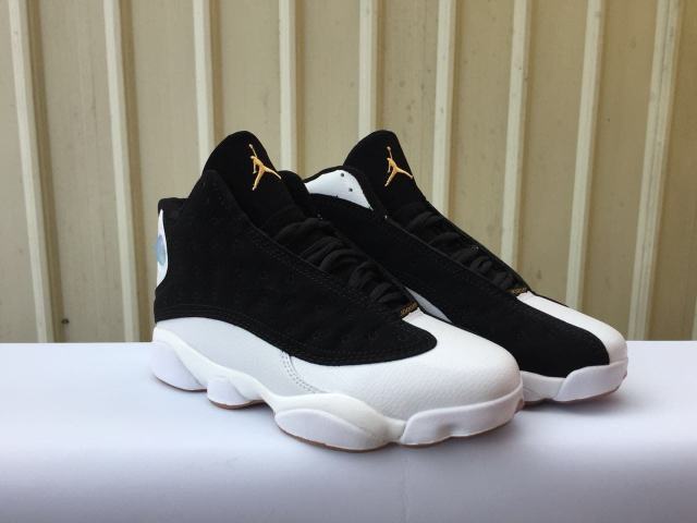 [plus-size shoes] Air Jordαn 13 Retro Black White Gum GS Unisex Black and White Mid-top Basketball Shoes 29323942