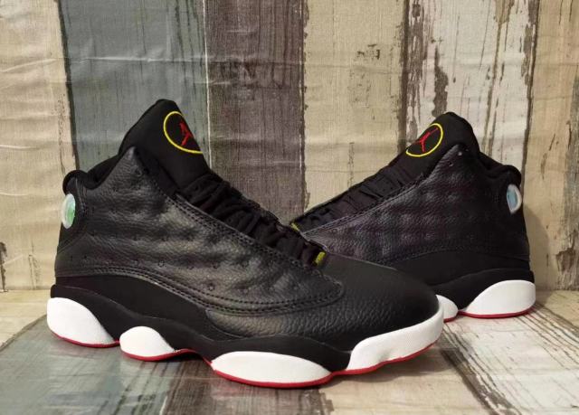[plus-size shoes] Air @j13  Playoffs  GS Anti-slip Cushioned Black White Red Unisex Mid-top Basketball Shoes 29323973