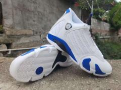 [plus-size shoes] Air Jordαn 14 Hyper Royal Cushioned Anti-slip Wear-resistant Lightweight Unisex White and Blue Low-top Vintage Basketball Shoes 29323006