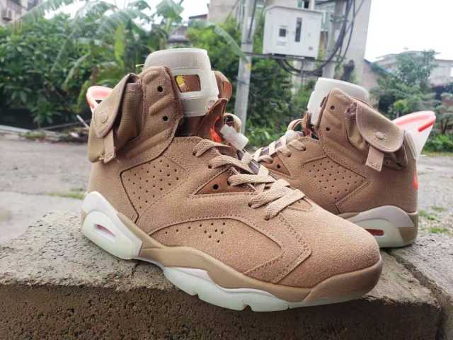[plus-size shoes] Air Jordαn 6's British Khaki Side Pocket Air Cushion Shock Absorbing Khaki Suede High Top Basketball Sneakers 29322822