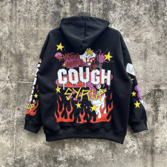 Purple Liquid Foam Cup Yellow Star Border Red Flame Bottom Splash Graffiti Dual Full Sleeve Syrup Cup Fire Star Print Fleece Hoodie 29355862