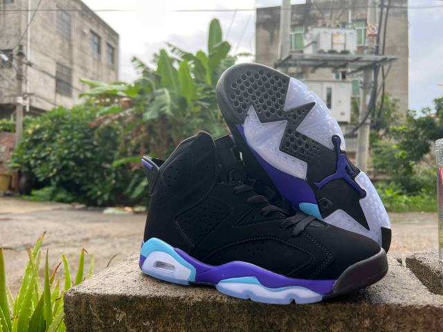 [plus-size shoes] Air Jordαn 6's Aqua Retro Black Purple Light Blue High Top Basketball Sneakers 29322789