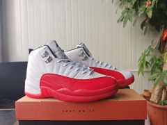 [plus-size shoes] Air Jordαn 12  Retro White Varsity Red Stingray Toe Pebbled Leather Shock Absorbing High Top Basketball Shoes 29284155