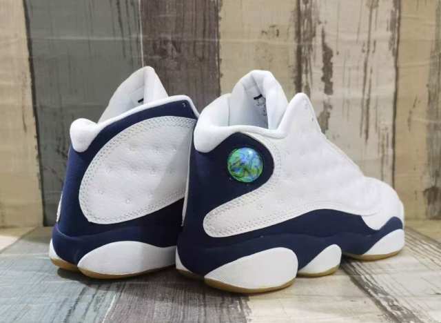 [plus-size shoes] Air @j13  Midnight Navy  White Unisex White & Navy Mid-Top Vintage Basketball Shoes 29323975