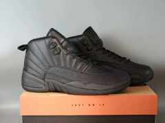[plus-size shoes] Air Jordαn 12 Retro Triple Black Genuine Leather Shock Absorbing High Top Basketball Shoes 29284085
