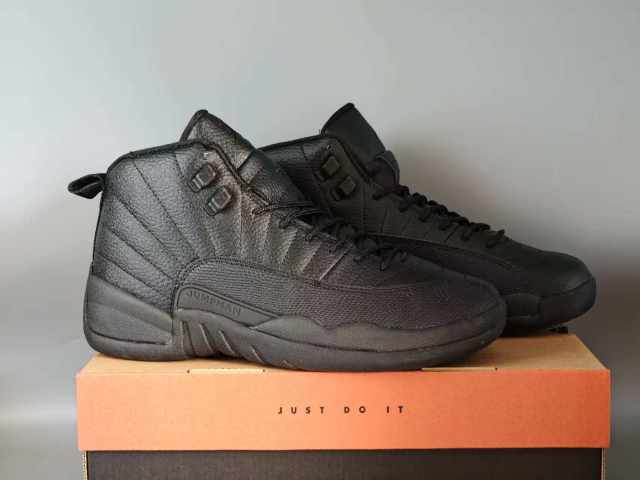 [plus-size shoes] Air Jordαn 12 Retro Triple Black Genuine Leather Shock Absorbing High Top Basketball Shoes 29284085
