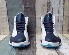 [plus-size shoes] Air @j13 Retro  Obsidian  Leather Round Toe Lace-Up GS White and Blue High-Top Basketball Shoes 29324195