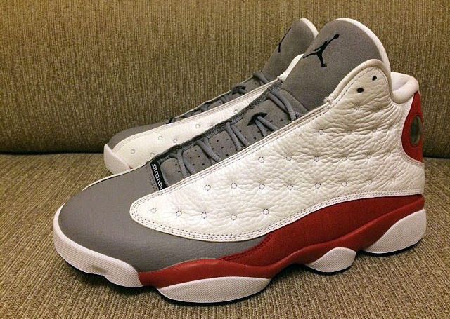 [plus-size shoes] Air @j13 Grey Toe White Red High Top Slip Resistant Shock Absorbing Basketball Sneakers 29284020