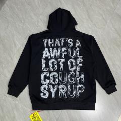 Worn Out White Slogan Print Back Vertical Smoke Distorted Letter Dual Side All Over Print Fleece Hoodie 29355897