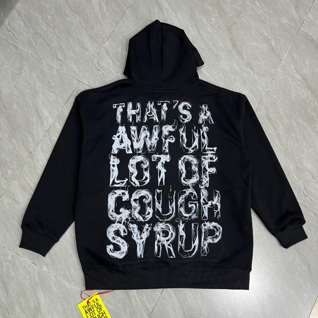 Worn Out White Slogan Print Back Vertical Smoke Distorted Letter Dual Side All Over Print Fleece Hoodie 29355897