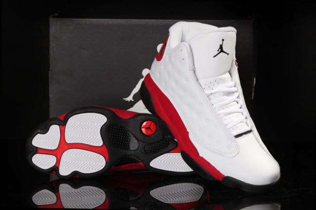 [plus-size shoes] Air @j13 Chicago White Red Genuine Leather Cushion Support Non Slip High Top Basketball Shoes 29284033
