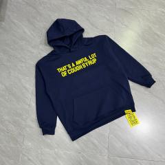 Bright Yellow Bold Block Letter Slogan Back Vertical Stacked Oversized Yellow Text Print Fleece Hoodie 29355901